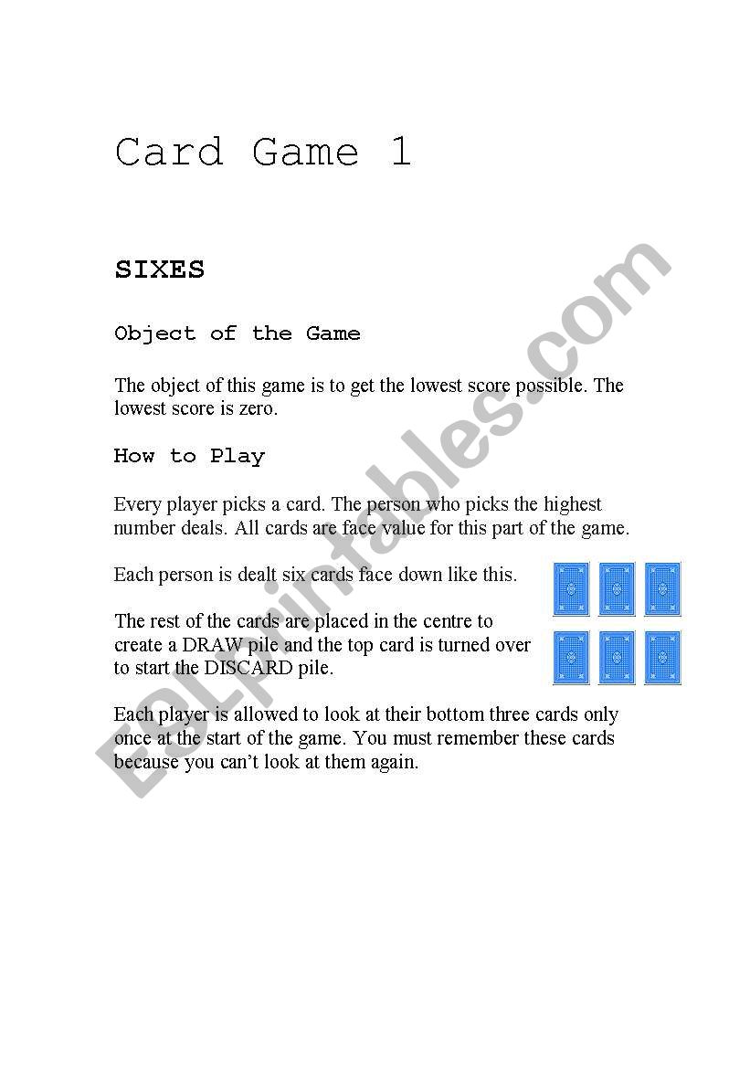 Card Game Instructions (SIXES)