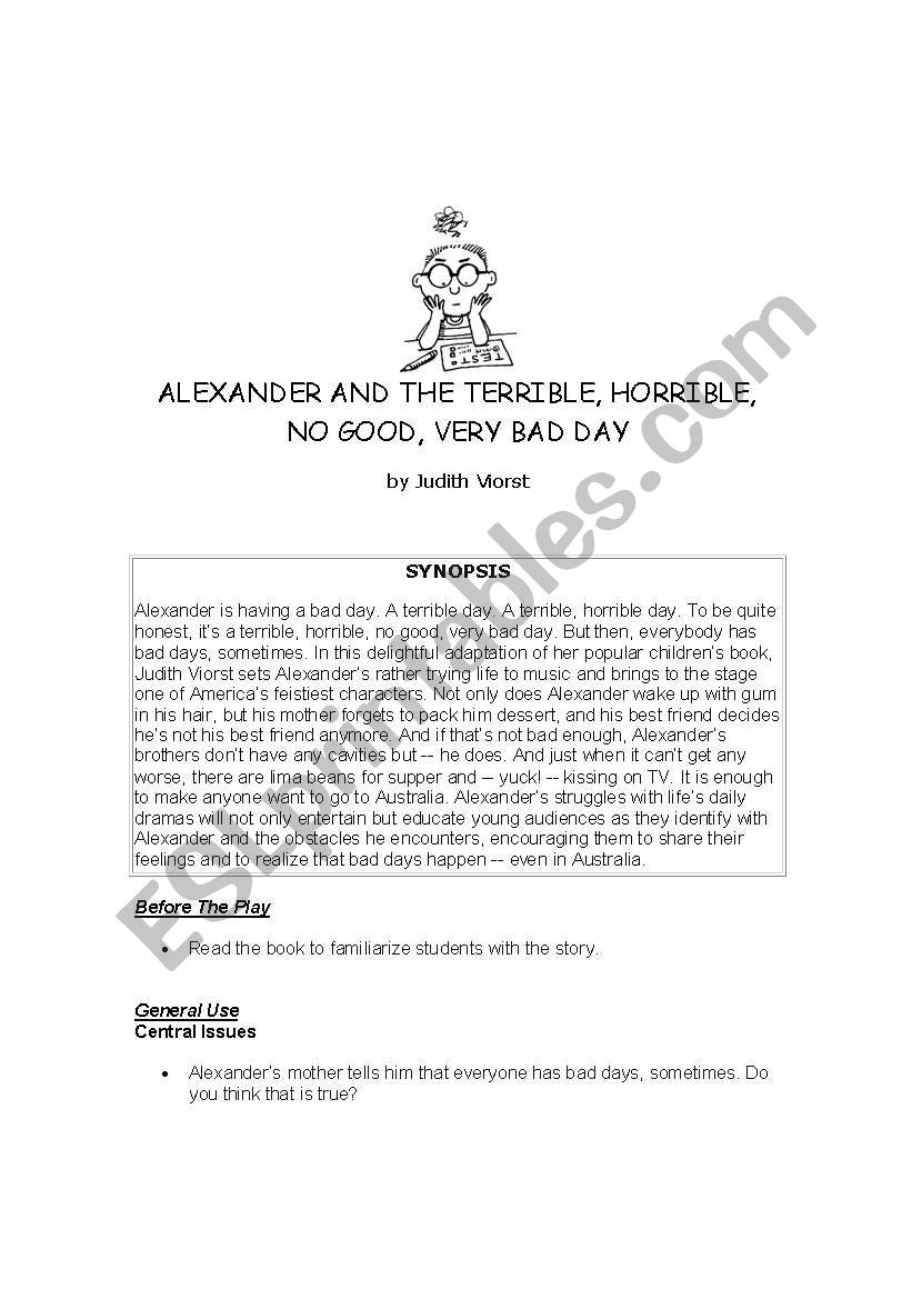 Alexander and the Terrible Horrible No Good Very Bad Day Lesson Plan