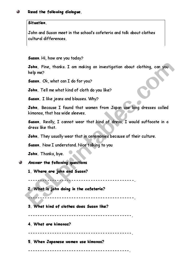 clothe worksheet