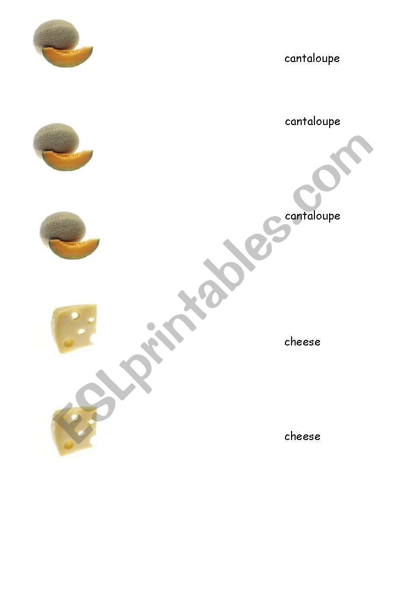 Food Vocabulary Memory worksheet