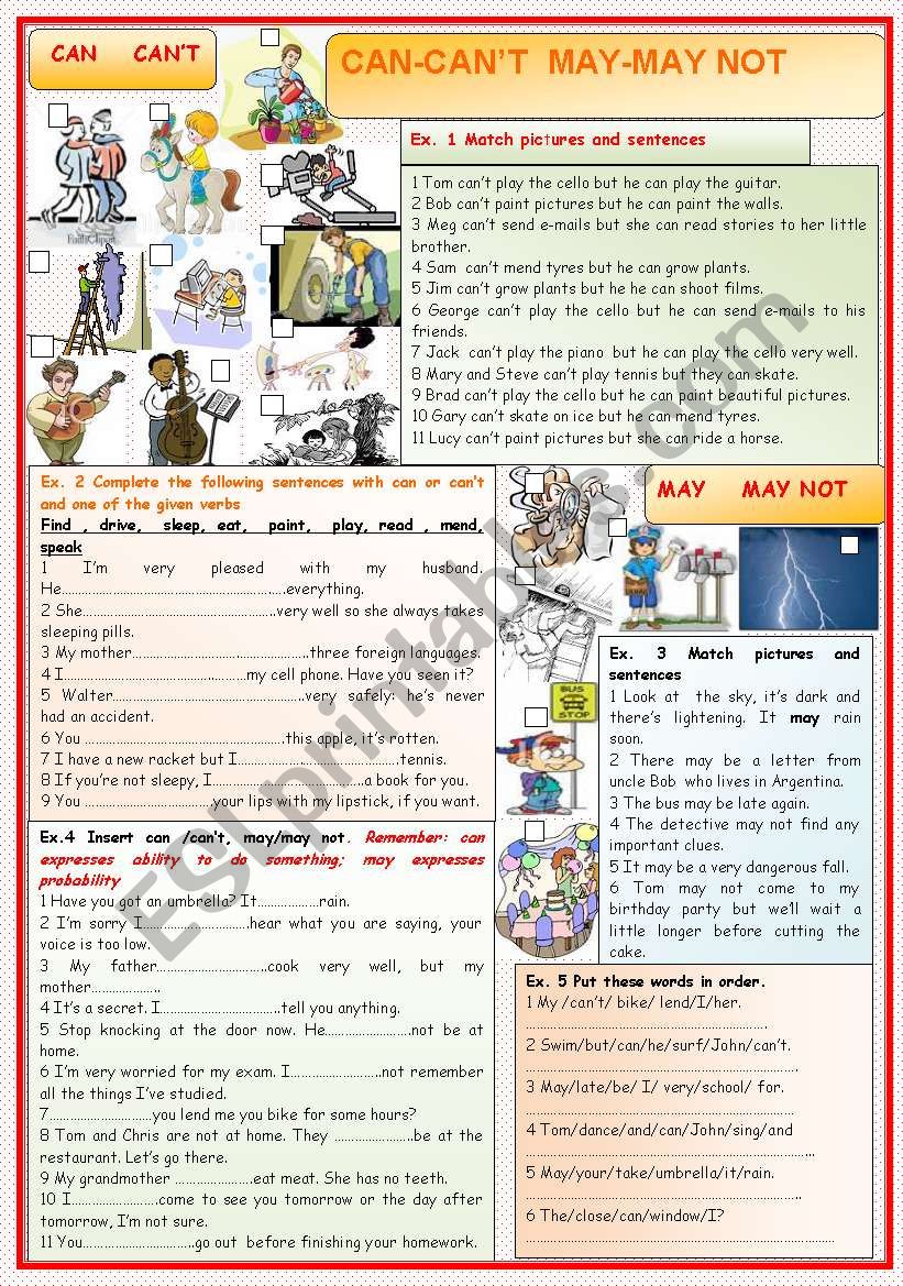 CAN  and  MAY worksheet