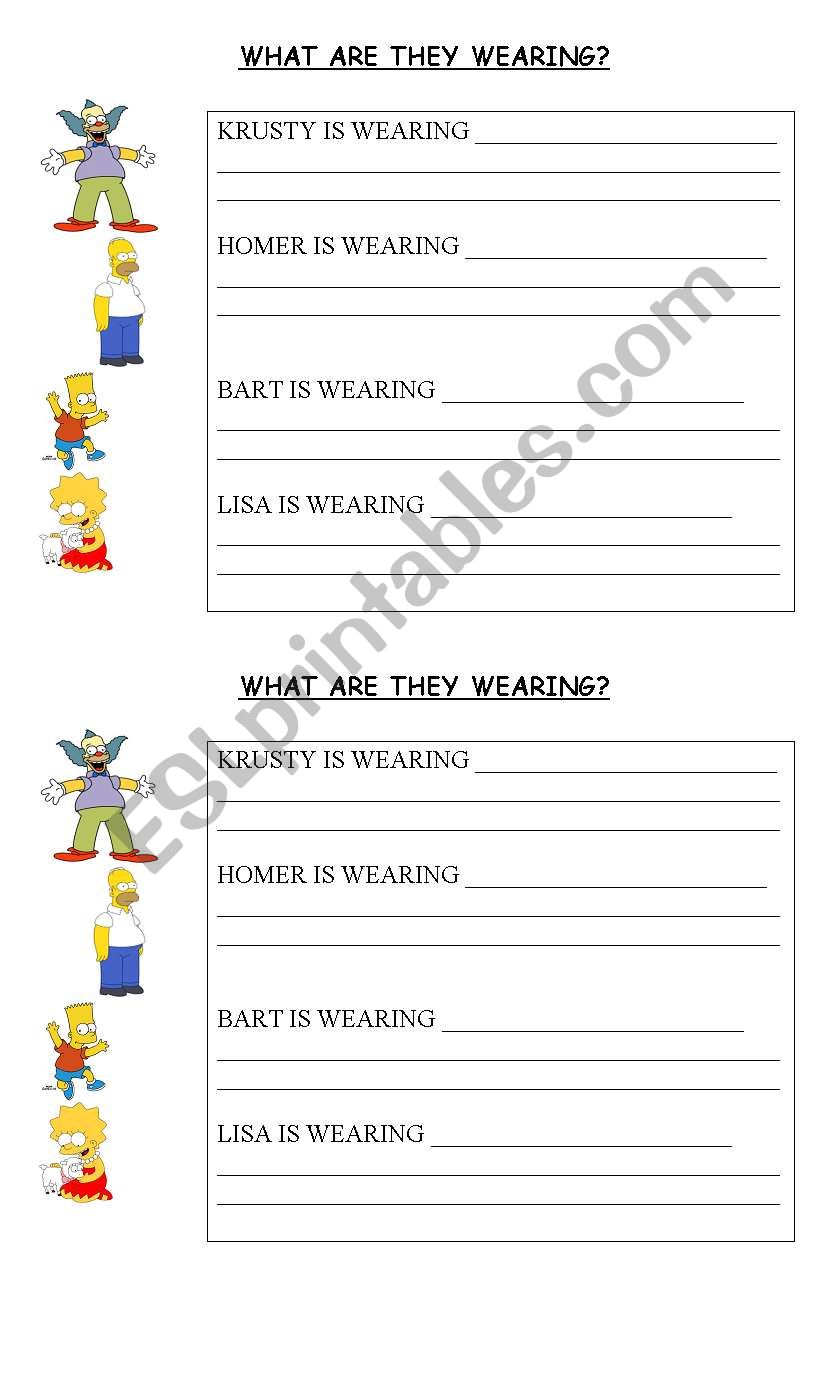 Clothes -what arey wearing? worksheet