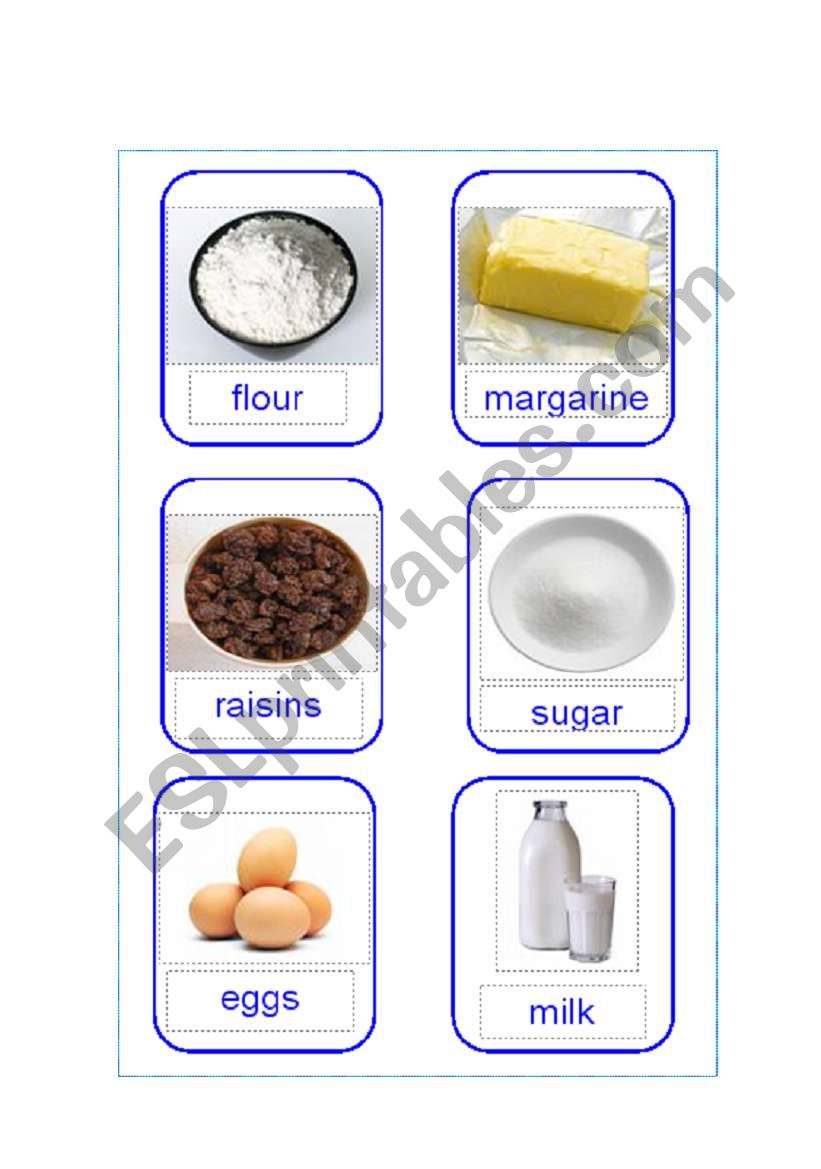 Rock Cake ingredient cards worksheet