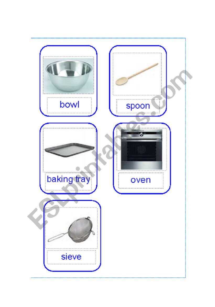 Rock Cake utensil cards worksheet