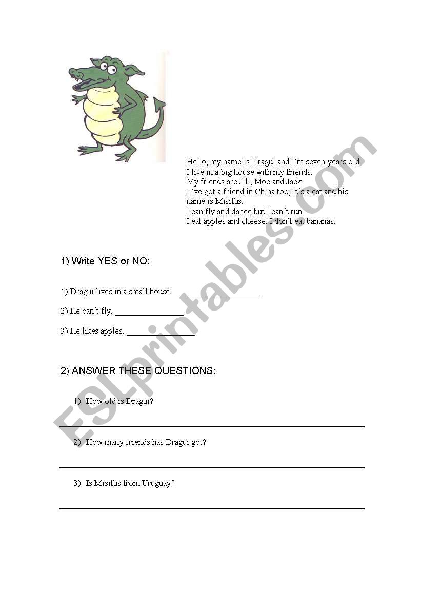 Elementary test worksheet