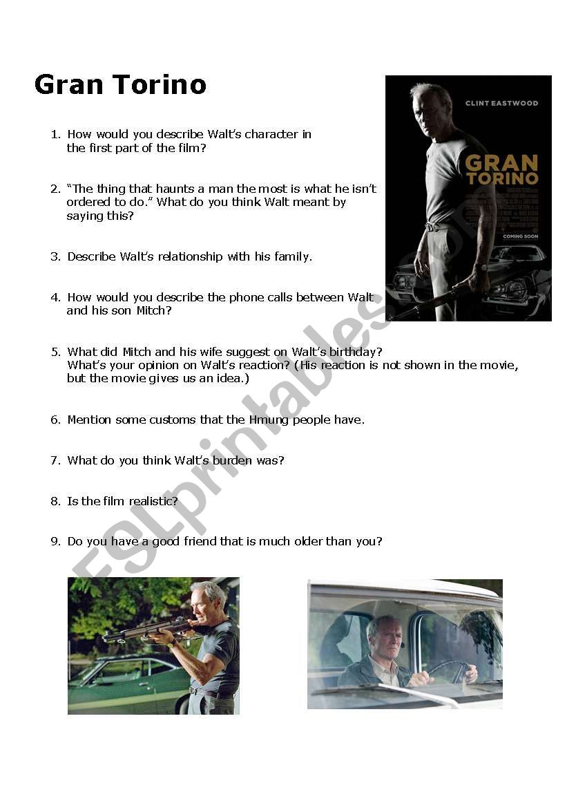 Gran Torino worksheet