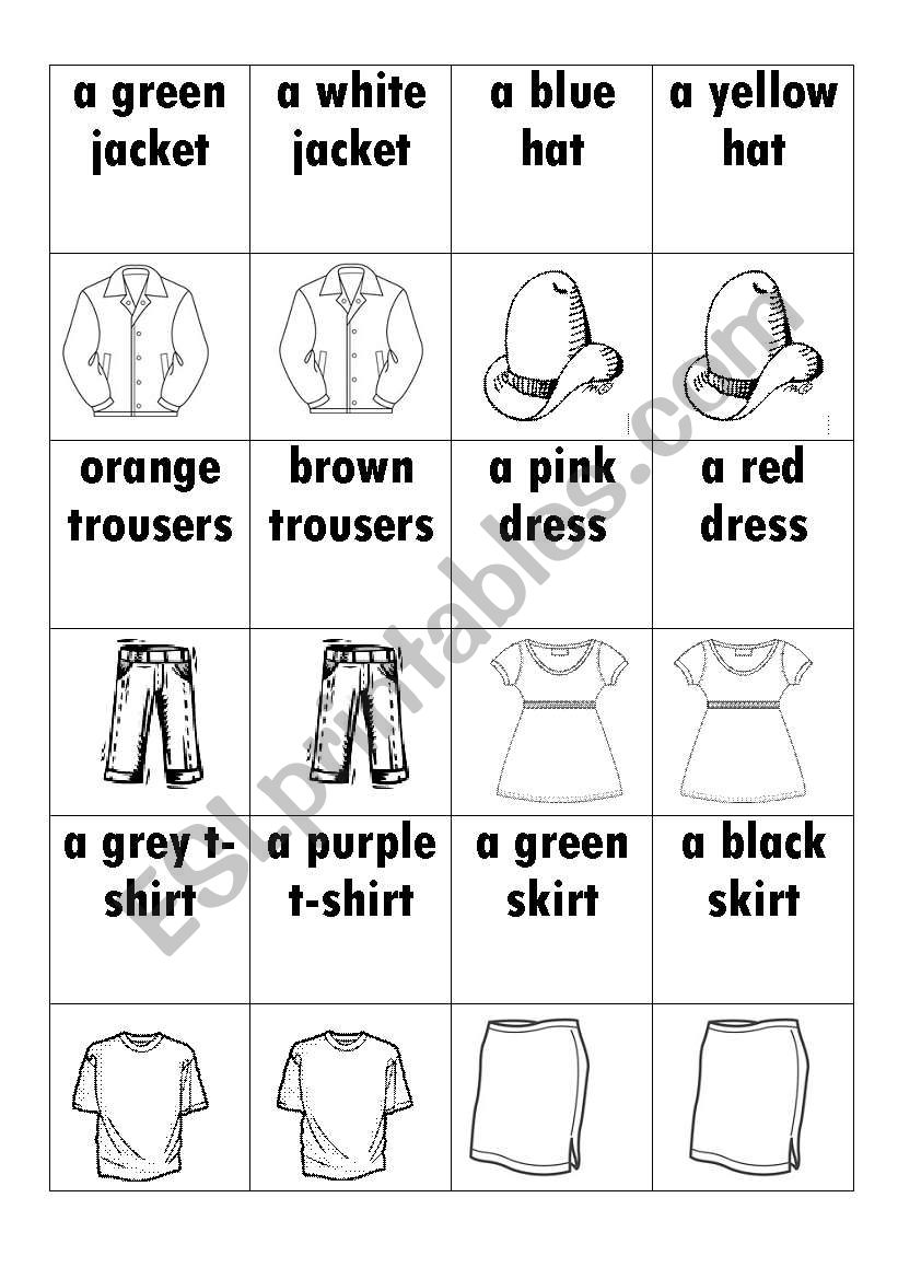 Clothes-memory game worksheet