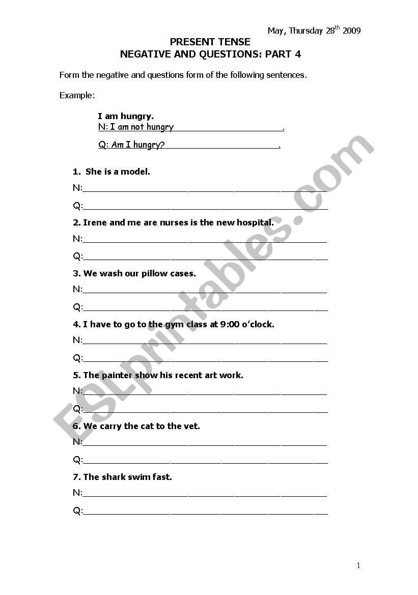 Exercises on Present Simple worksheet