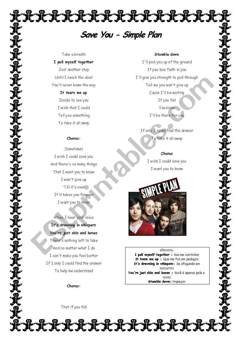 Simple Plan - Save You worksheet