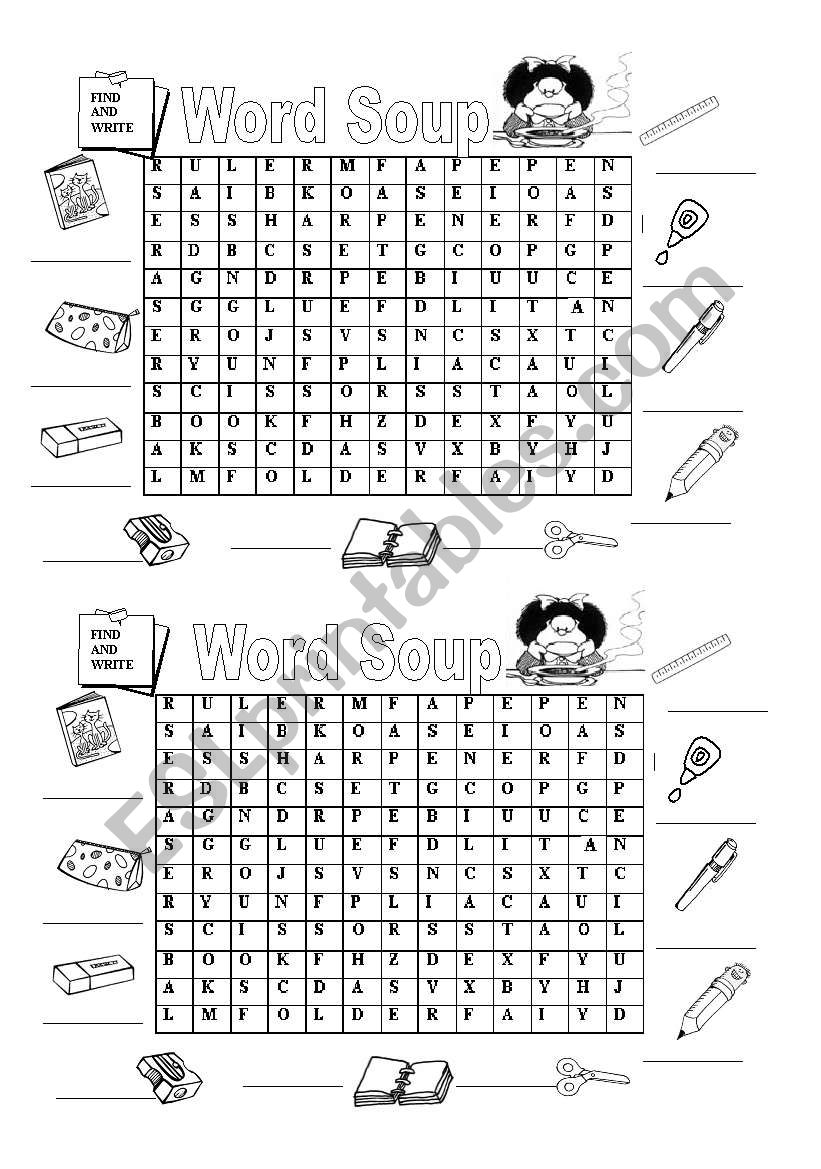 School objects X2 worksheet