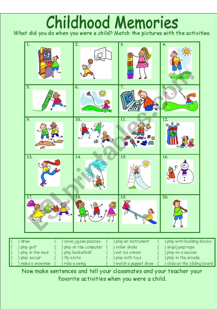 Childhood Memories worksheet