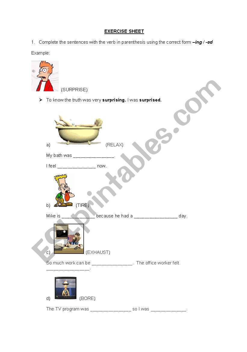 adjectives with _ing and _ed worksheet
