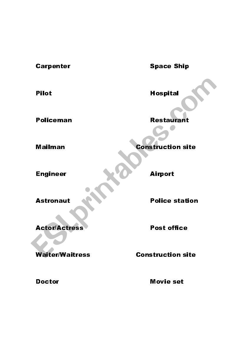 Connect these jobs! worksheet