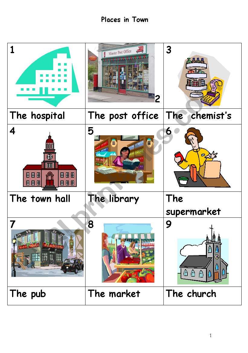 Places in Town worksheet