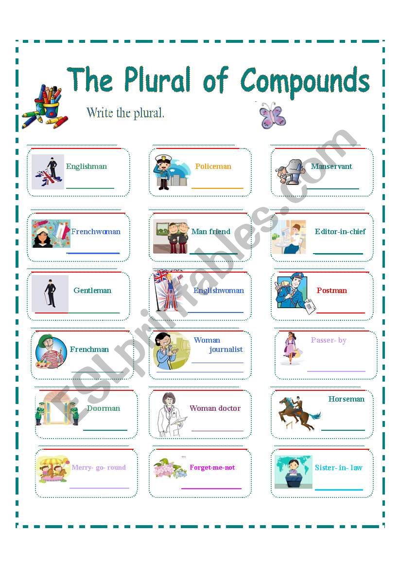 THE PLURAL OF COMPOUNDS 3/4 worksheet