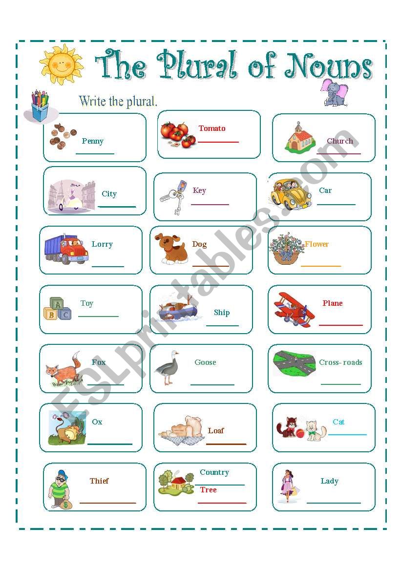 THE PLURAL OF NOUNS 2/4 worksheet