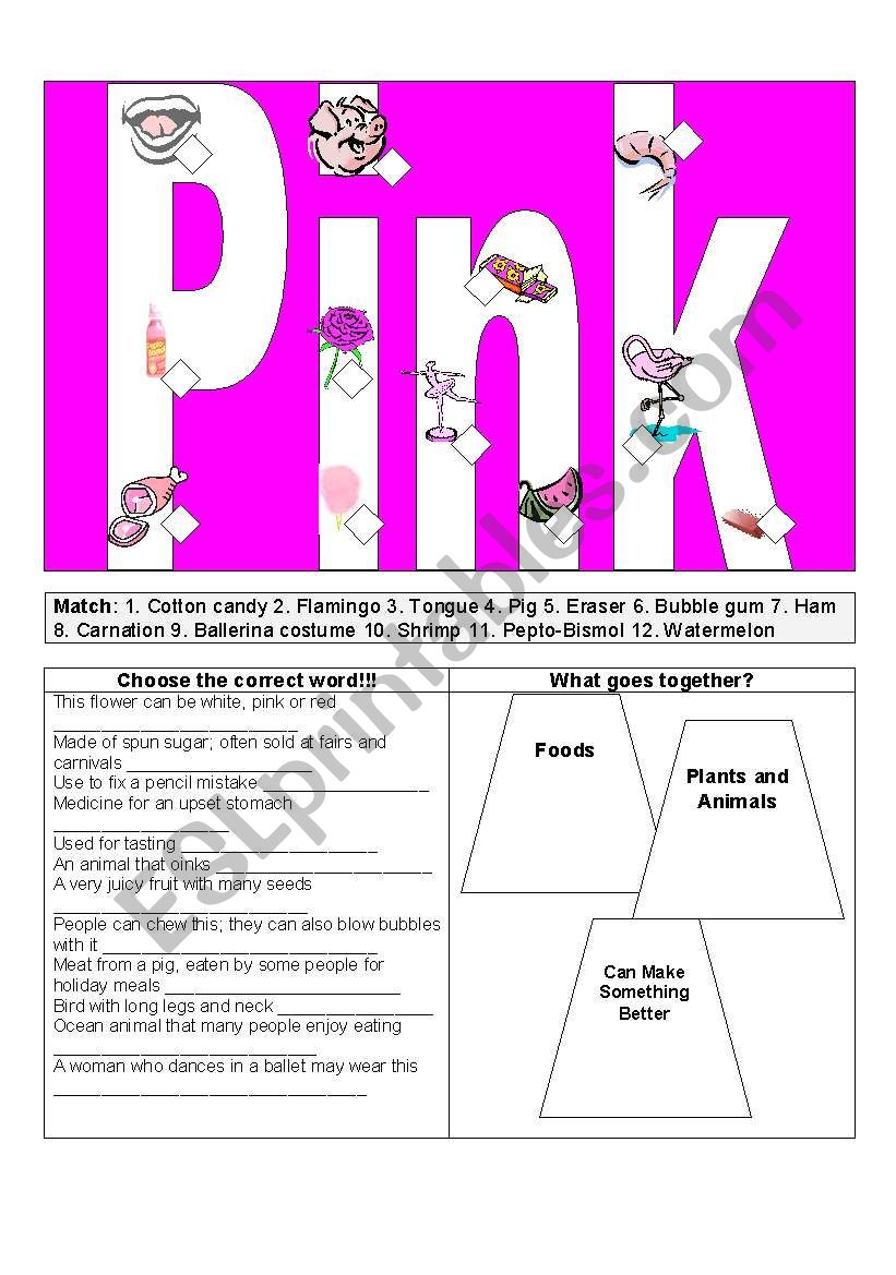 Pink Things  worksheet