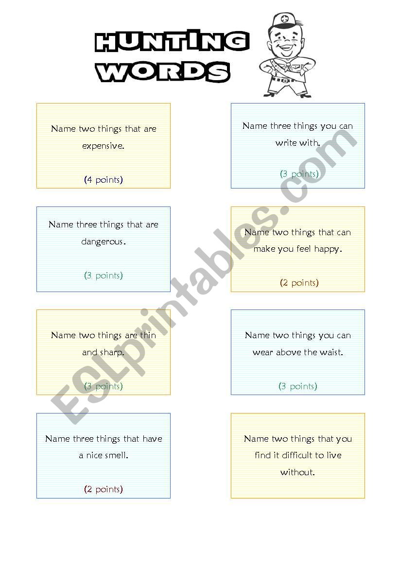 Hunting words-vocabulary revision
