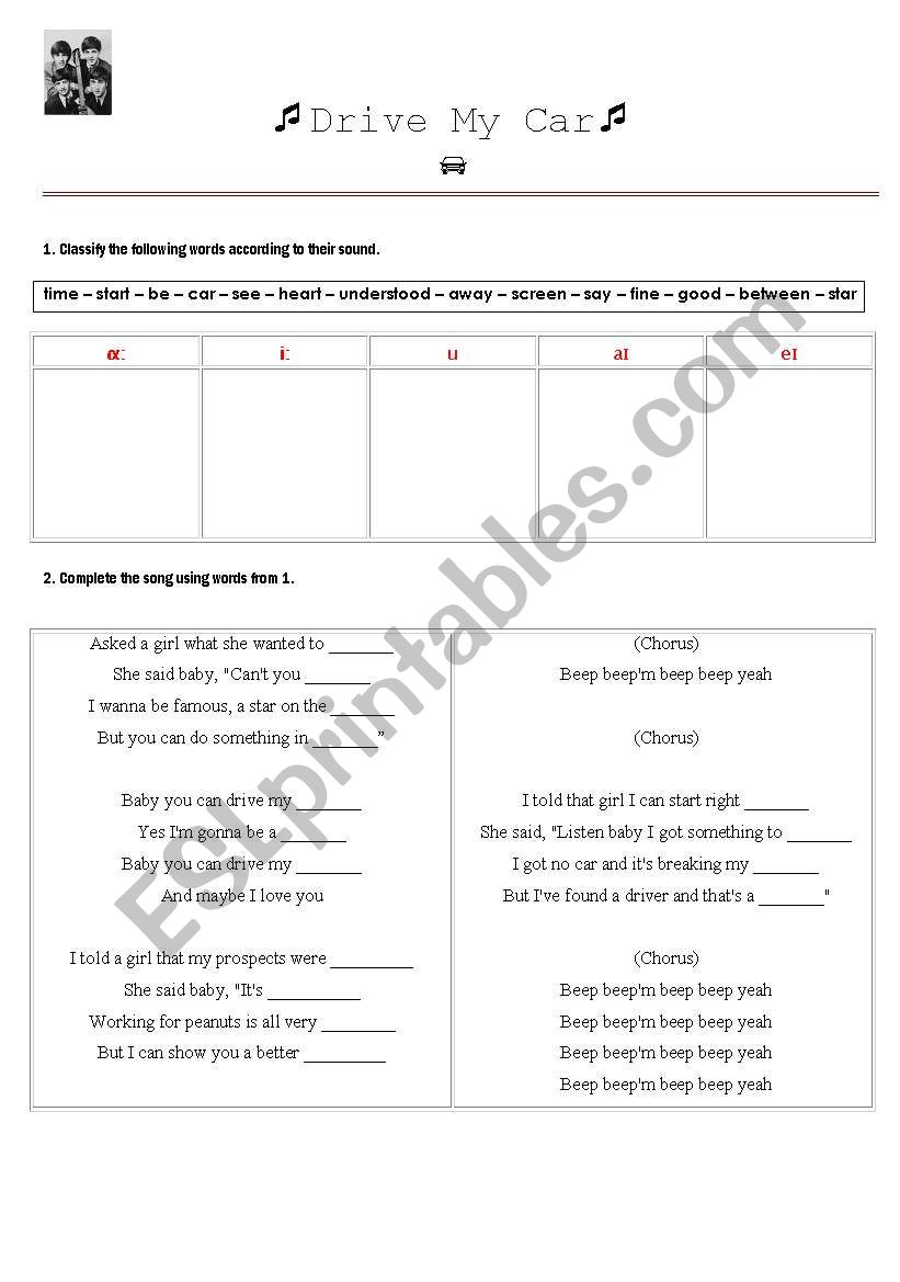 Drive My Car by The Beatles worksheet