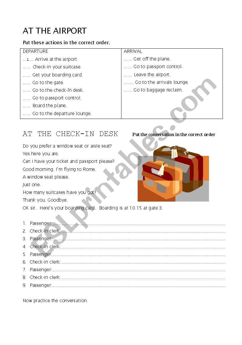 At the airport worksheet