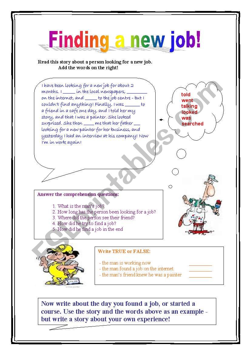 Finding a new job!  worksheet