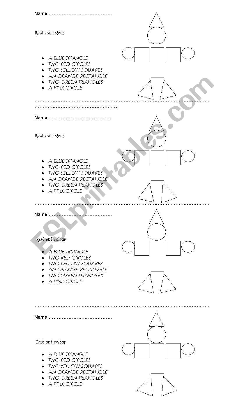 Shapes and colours worksheet