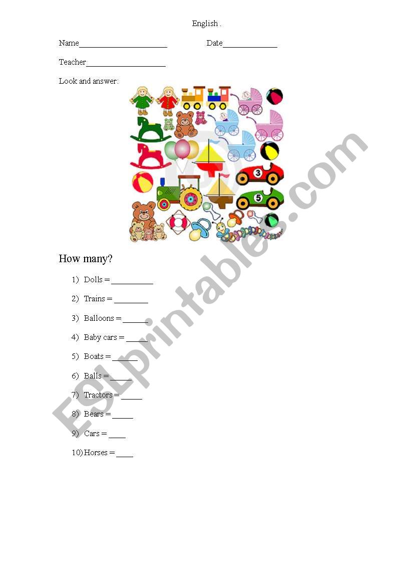 Toys. worksheet