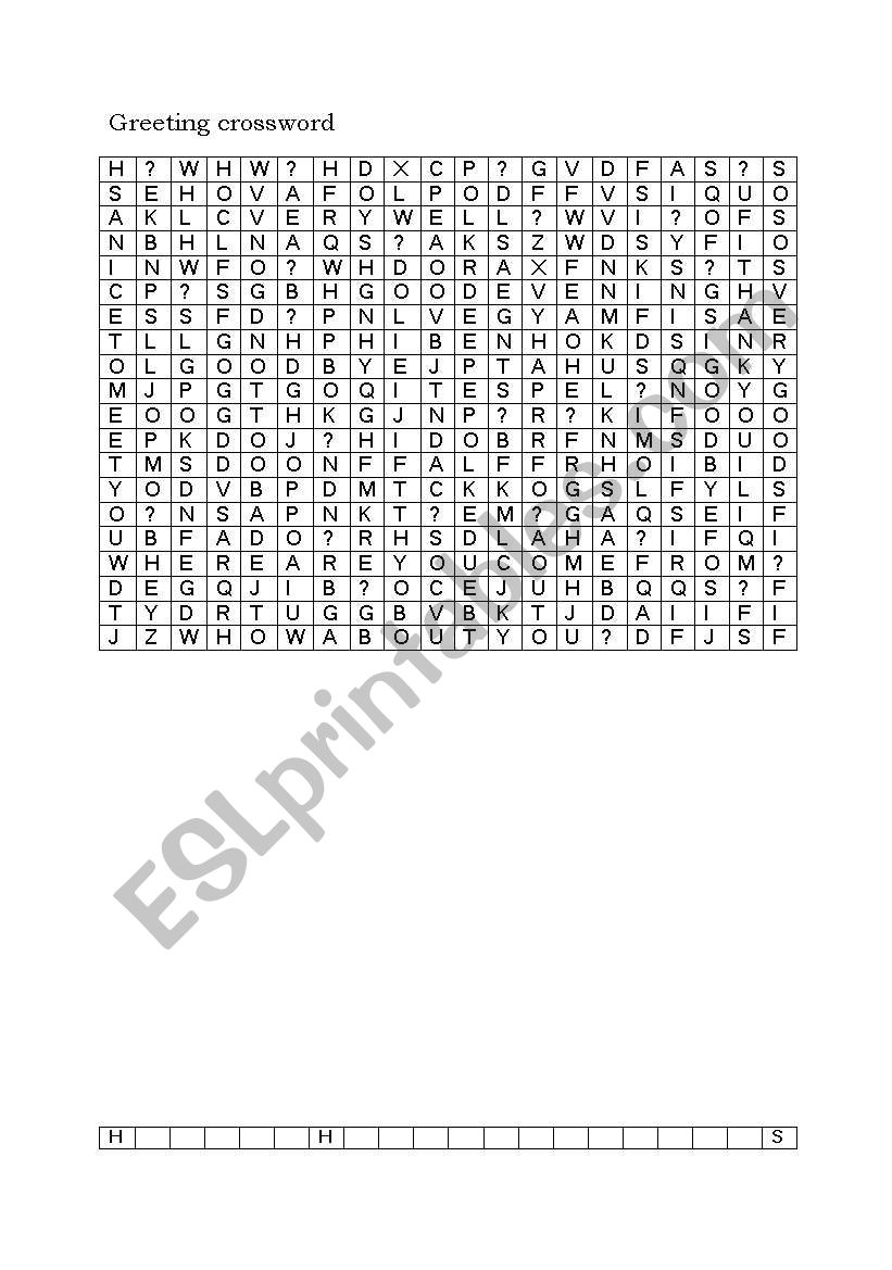 greeting crossword worksheet