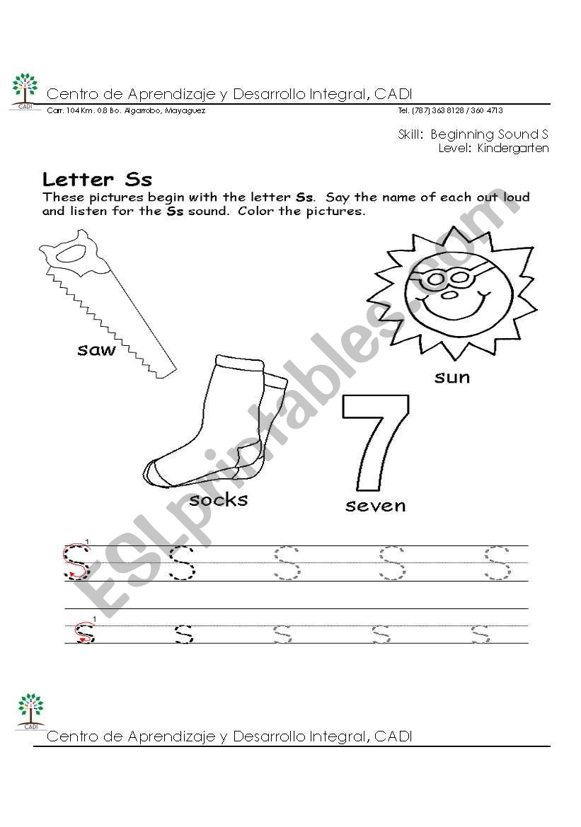 Beginning Sound S worksheet