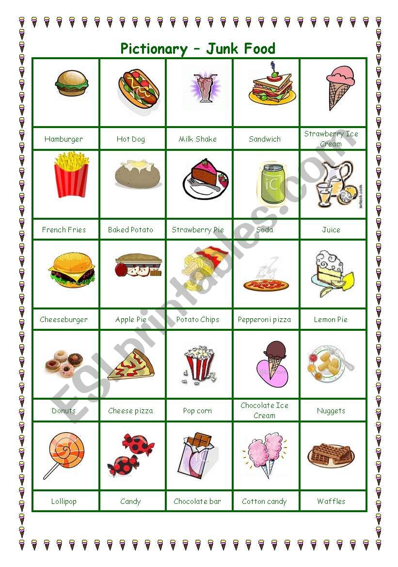 Pictionary - Junk Food worksheet
