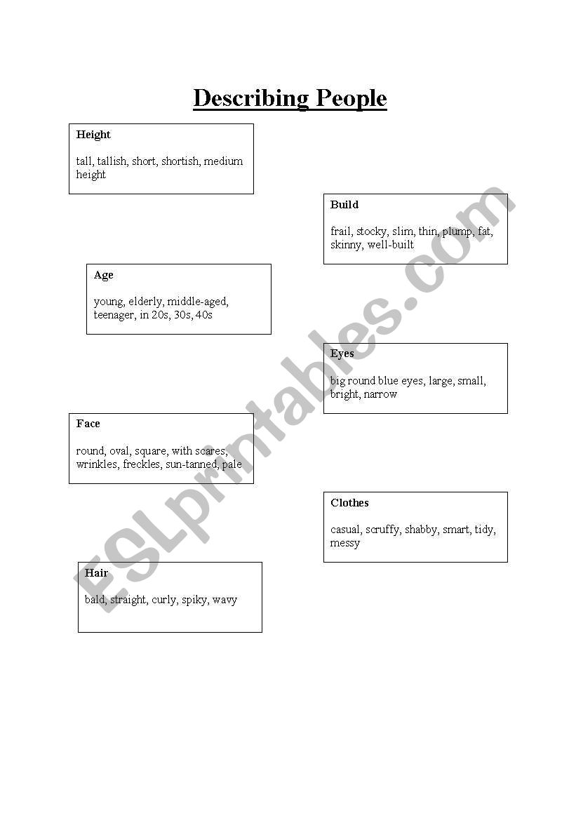 Describing People worksheet