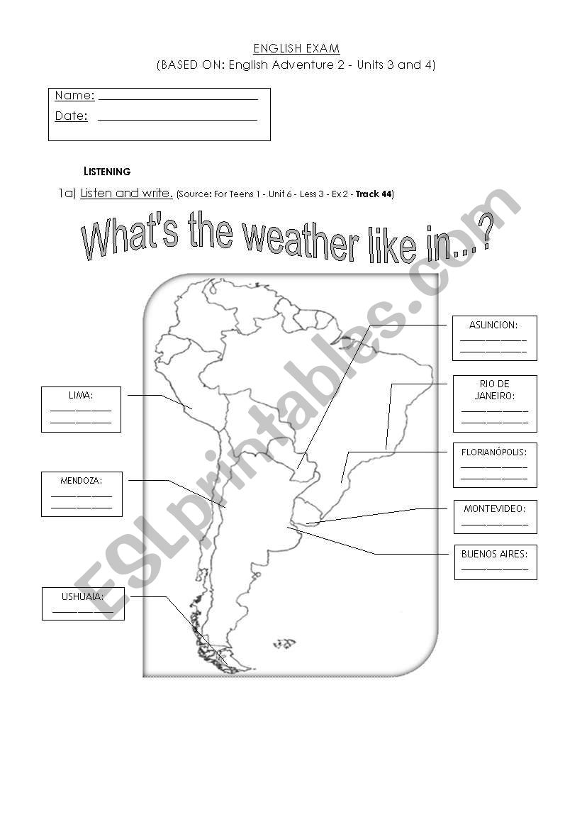 EXAM - Weather, Seasons, Feelings