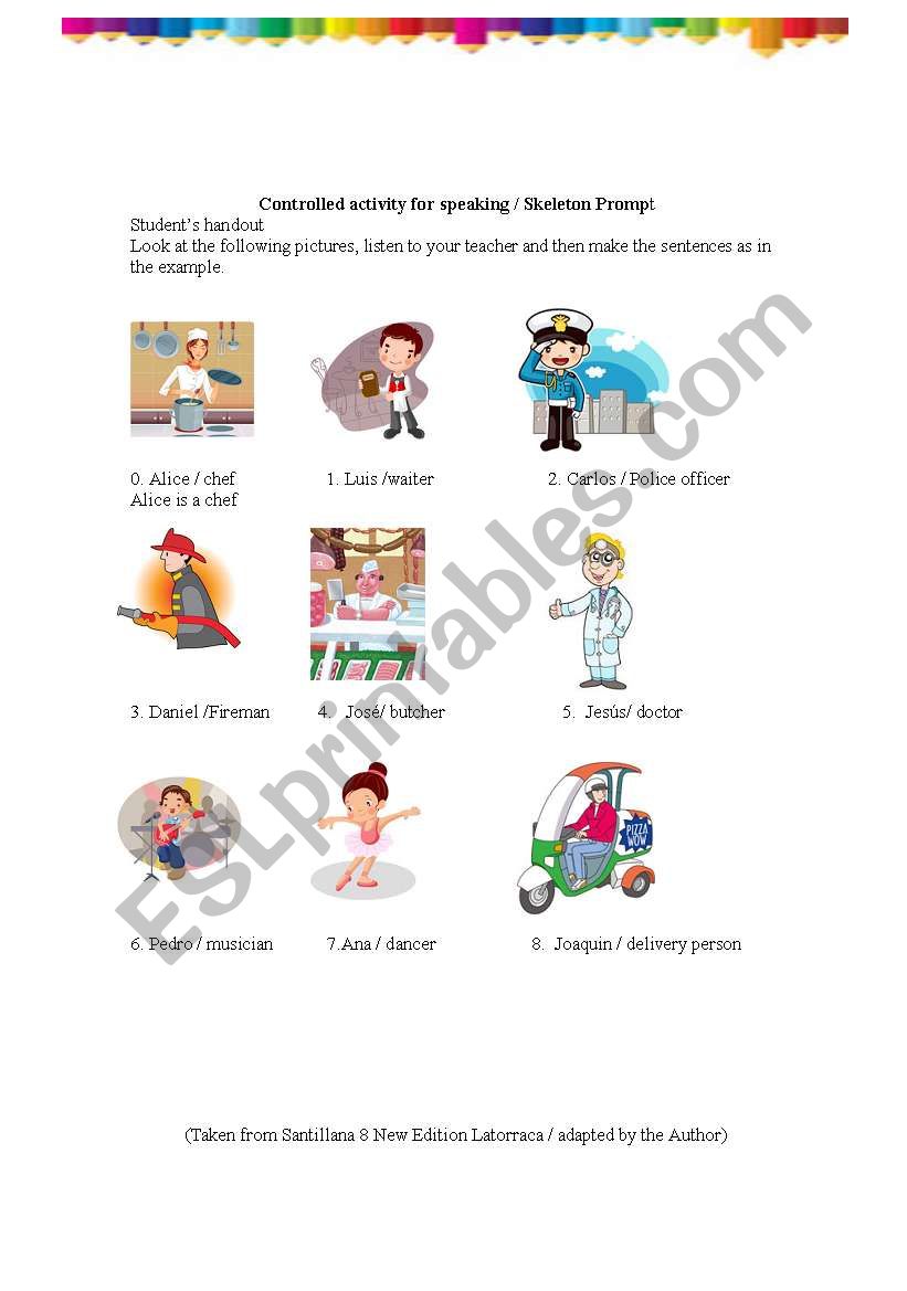 Occupations  worksheet