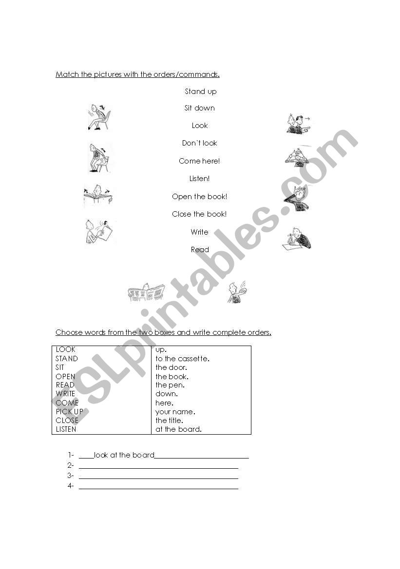 Commands worksheet