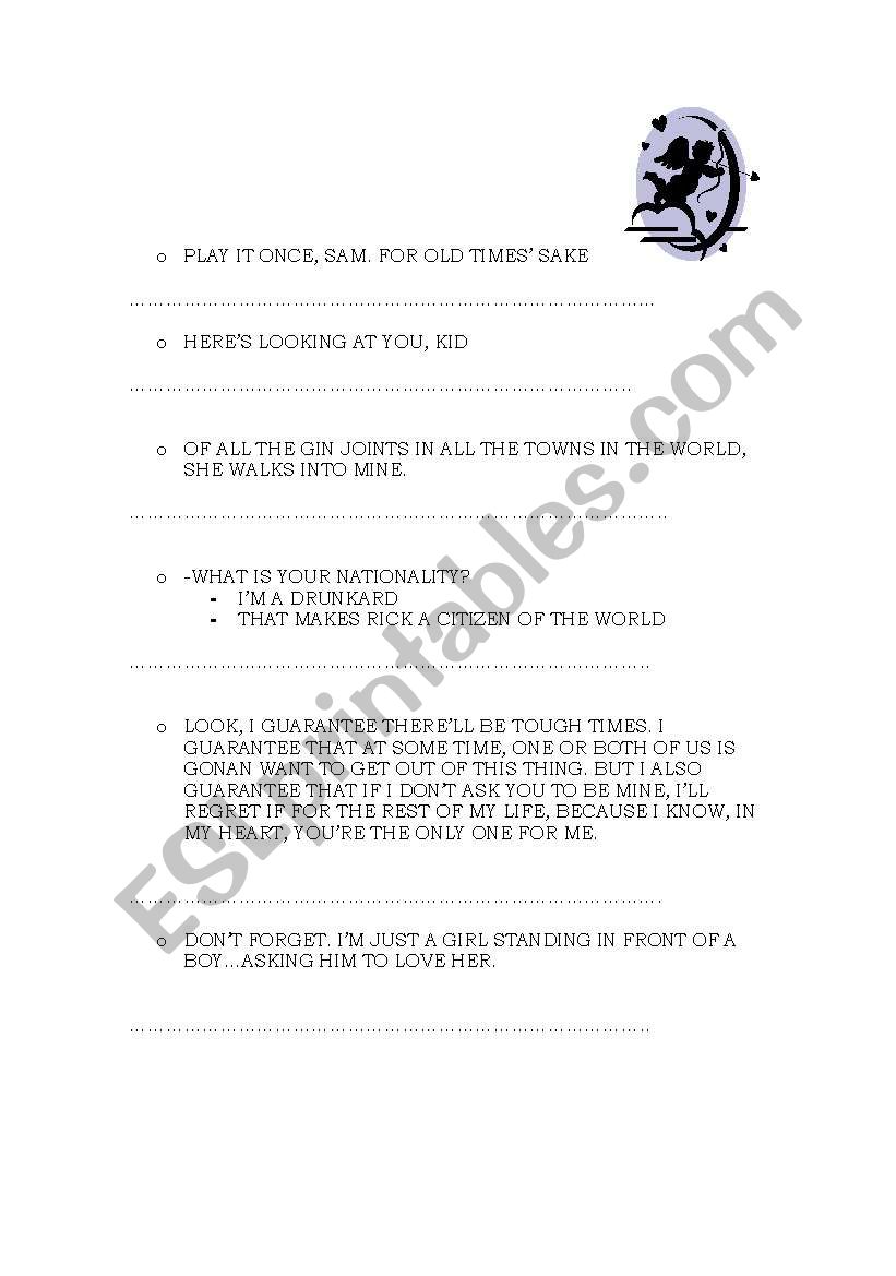 romantic movies quotes worksheet