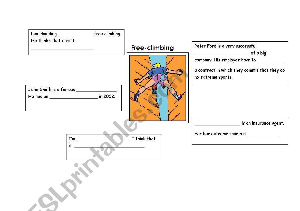 Free climbing worksheet