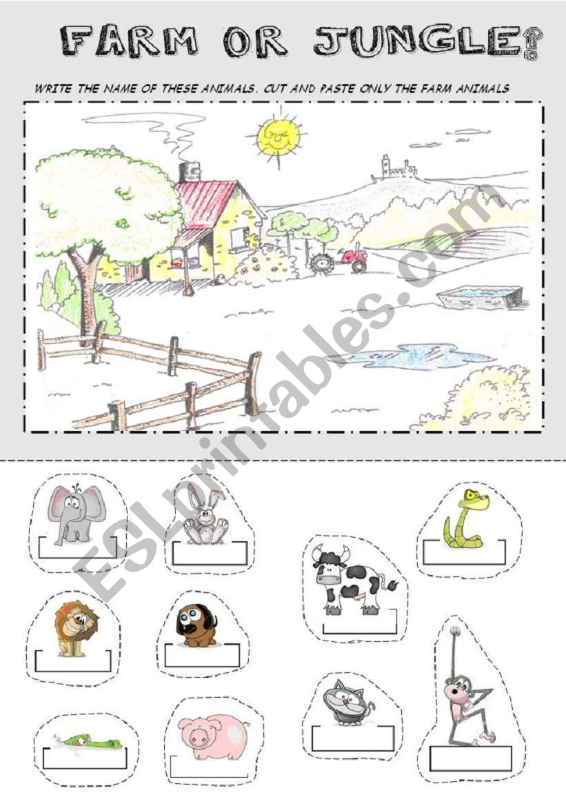 Farm or jungle 1 worksheet