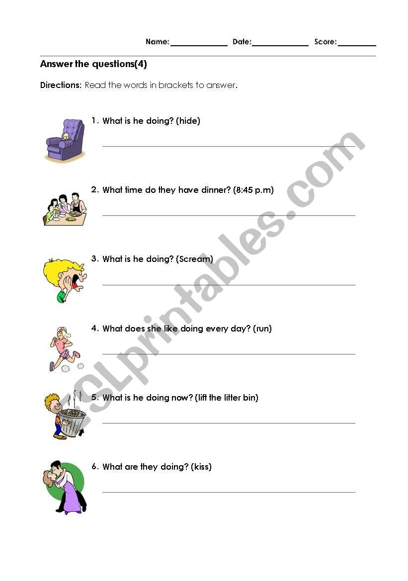 activities that you are doing worksheet