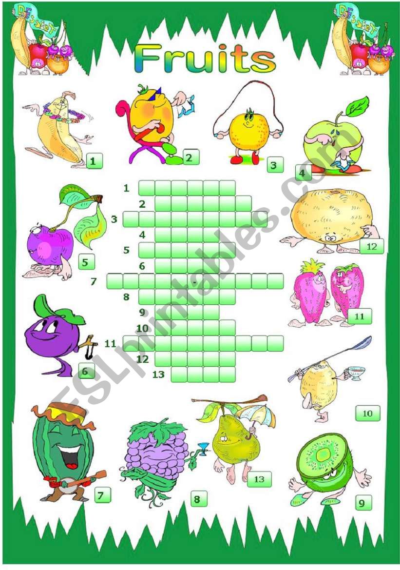 FRUITS worksheet