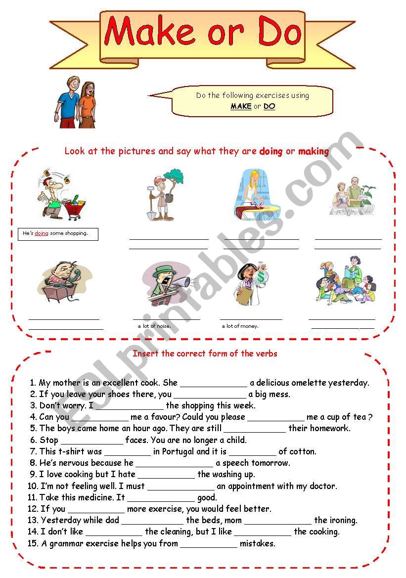 Make or Do - exercises worksheet