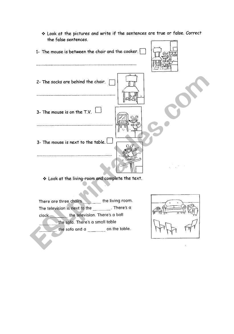 prepositons of place worksheet