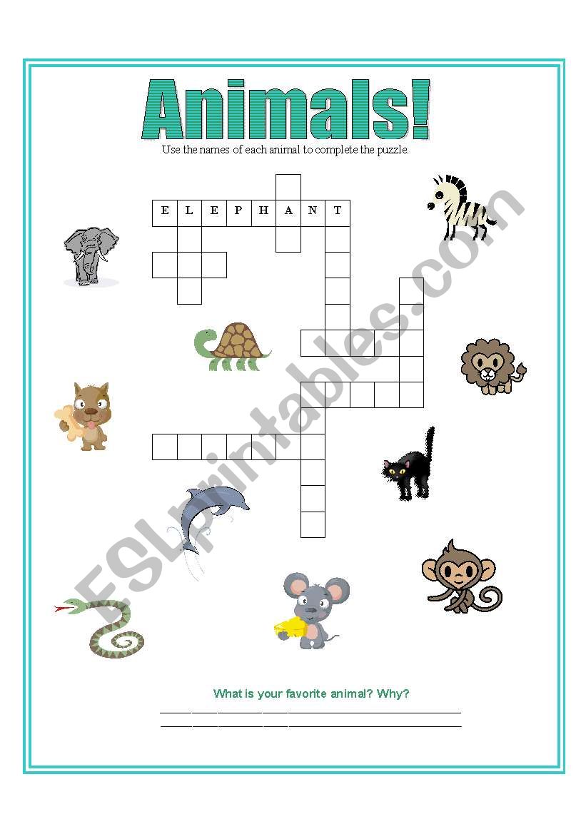 Animals Crossword worksheet