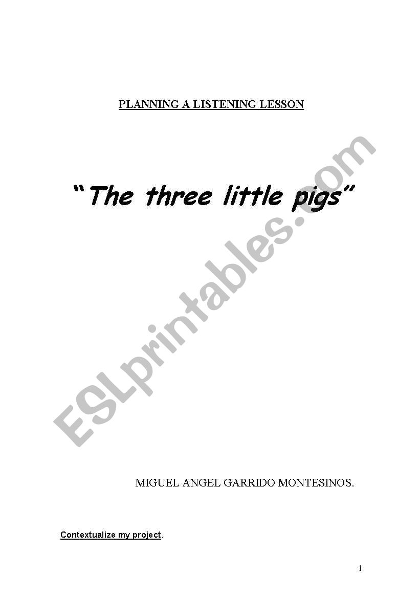 three litle pigs  worksheet