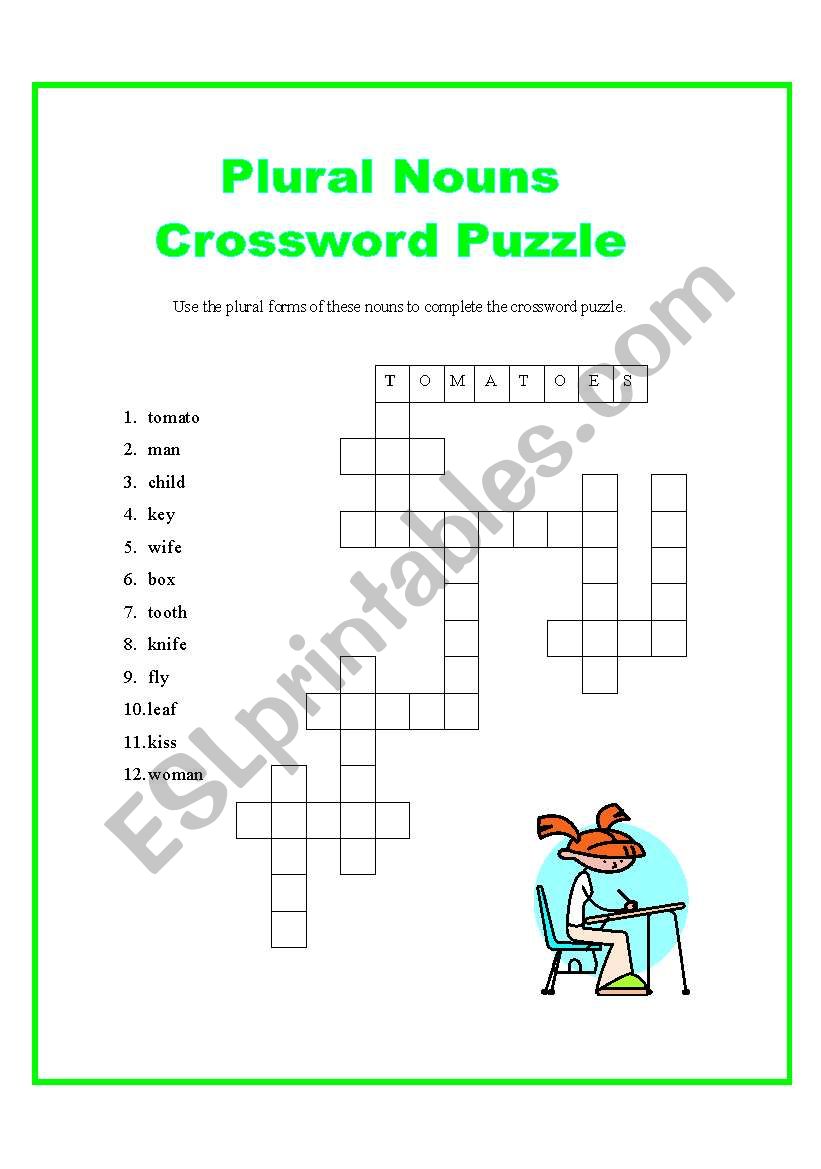 Plural Nouns Crossword Puzzle worksheet