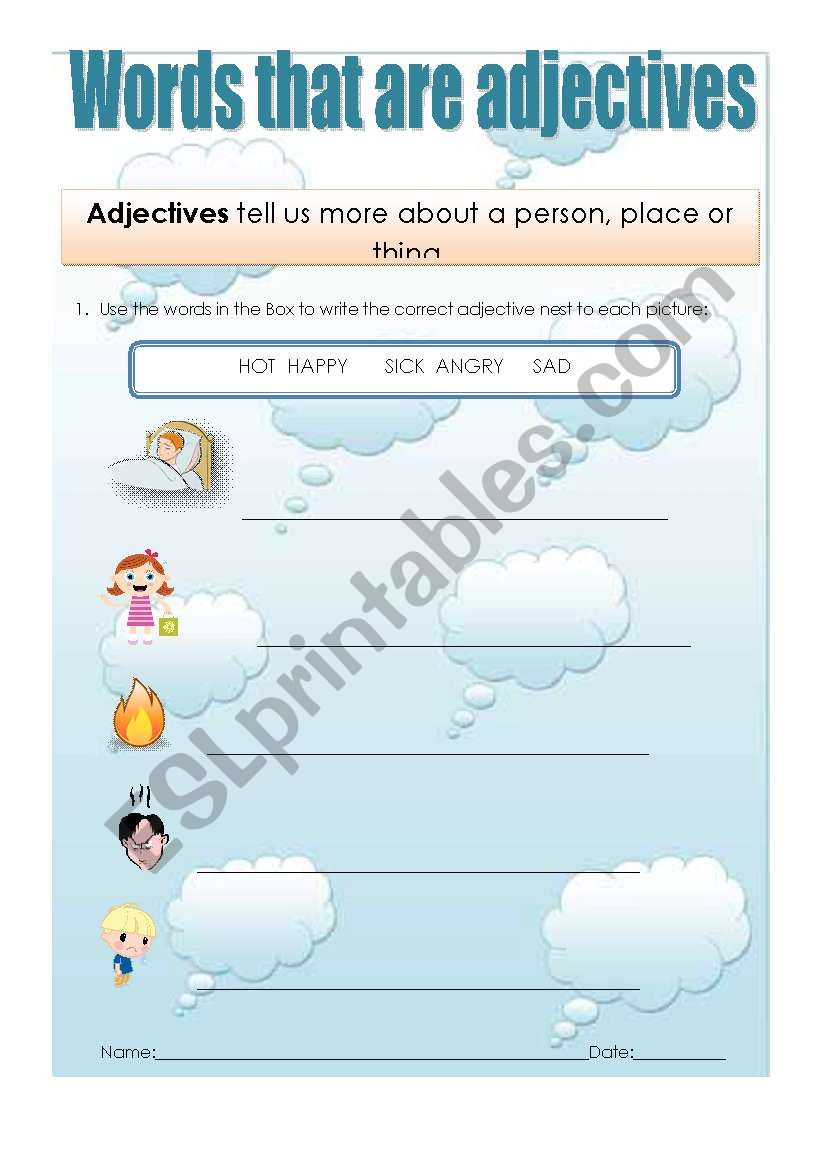 Adjectives worksheet