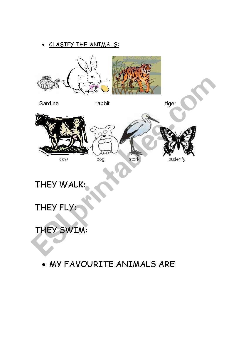 ANIMALS worksheet