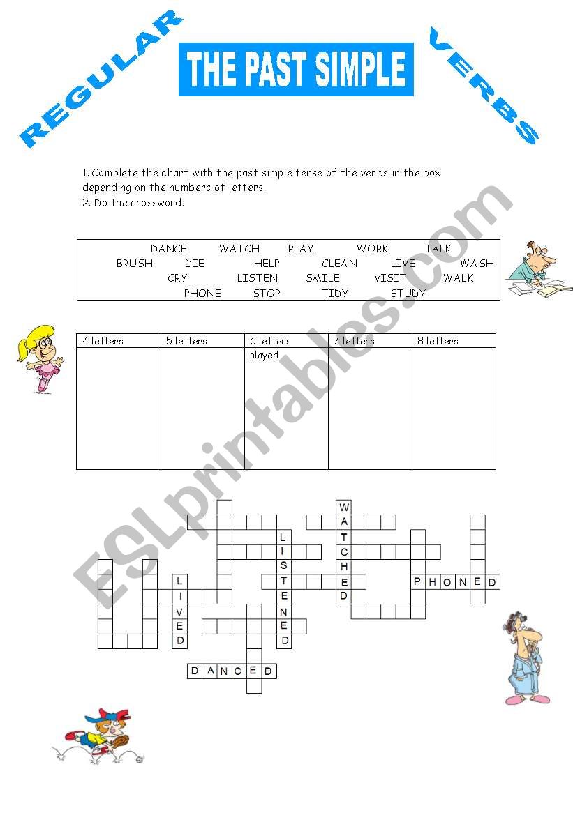 the past simple regular verbs crossword