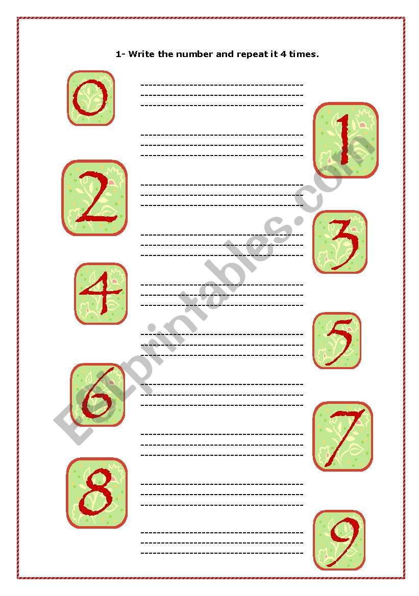 Numbers 0 - 9 worksheet