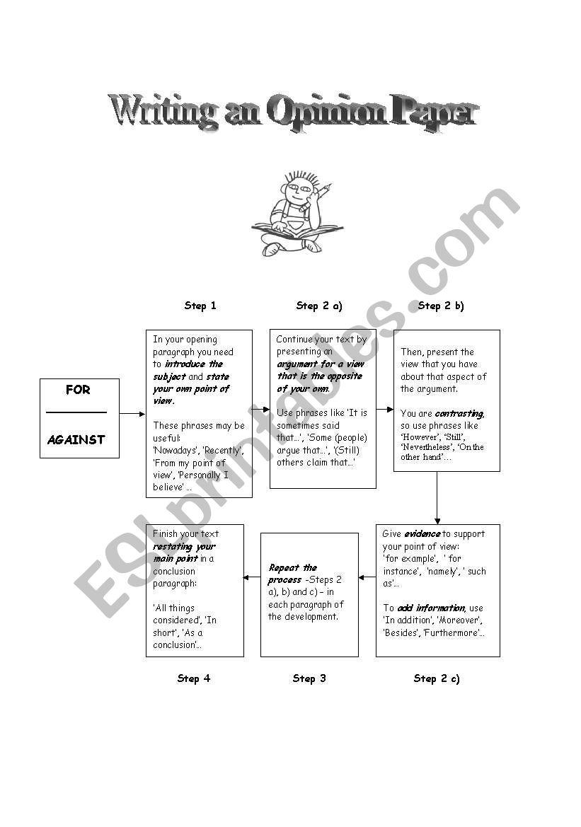 Writing an opinion paper worksheet