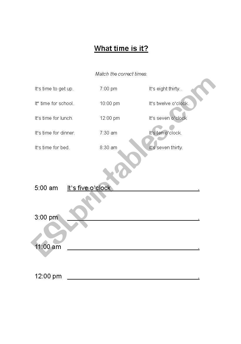 What Time Is It?  worksheet